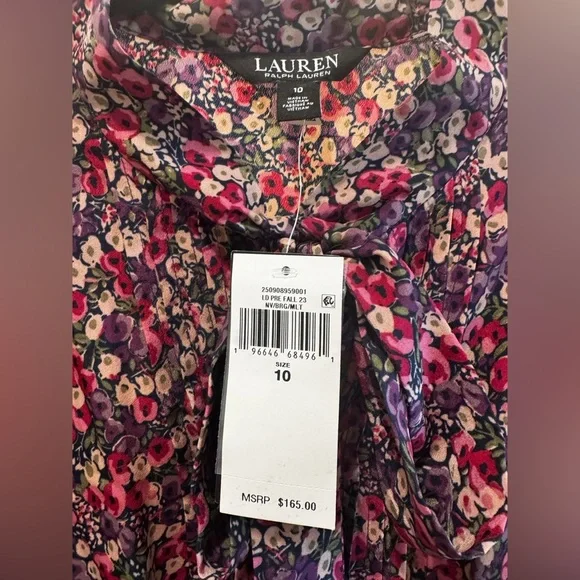 Lauren Ralph Lauren Floral Tie-Neck Midi Dress 10 NWT MSRP $165 - Picture 5 of 9